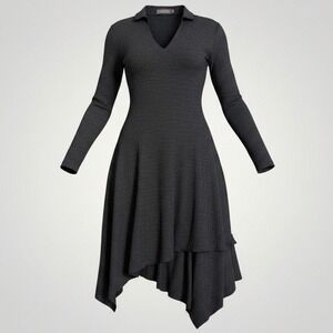 Maya Negri Knit Dress Women 2 Grey Handkerchief Hem Avant Garde Lagenlook Goth